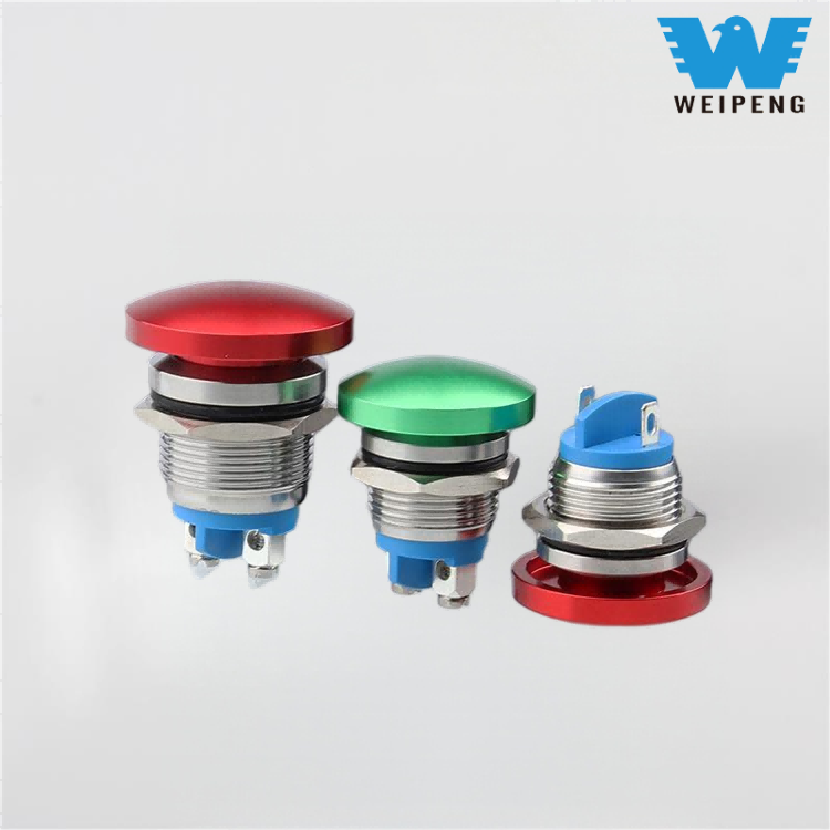 Công tắc đặt lại nút nhấn kim loại đầu nấm 16/19/22mm