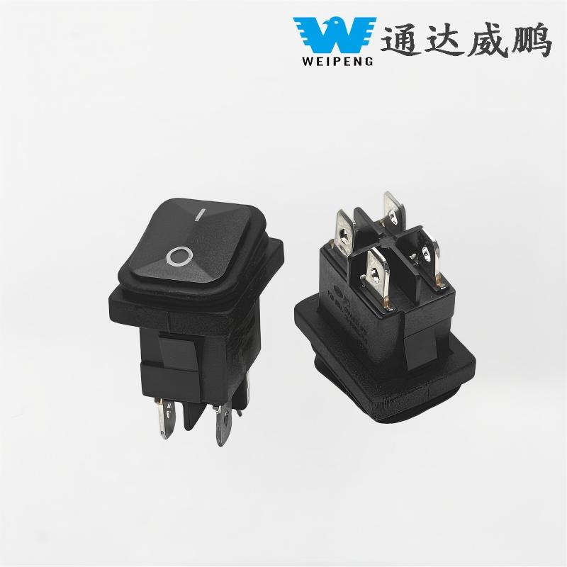 Kcd1-104 Công tắc Rocker chống nước 4 chân 2 vị trí màu đen