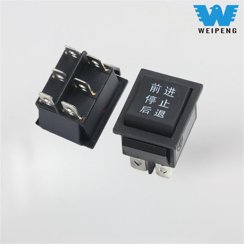 KCD4 Đen 31*25mm 6 chân 3 vị trí 16A 250V Công tắc Rocker