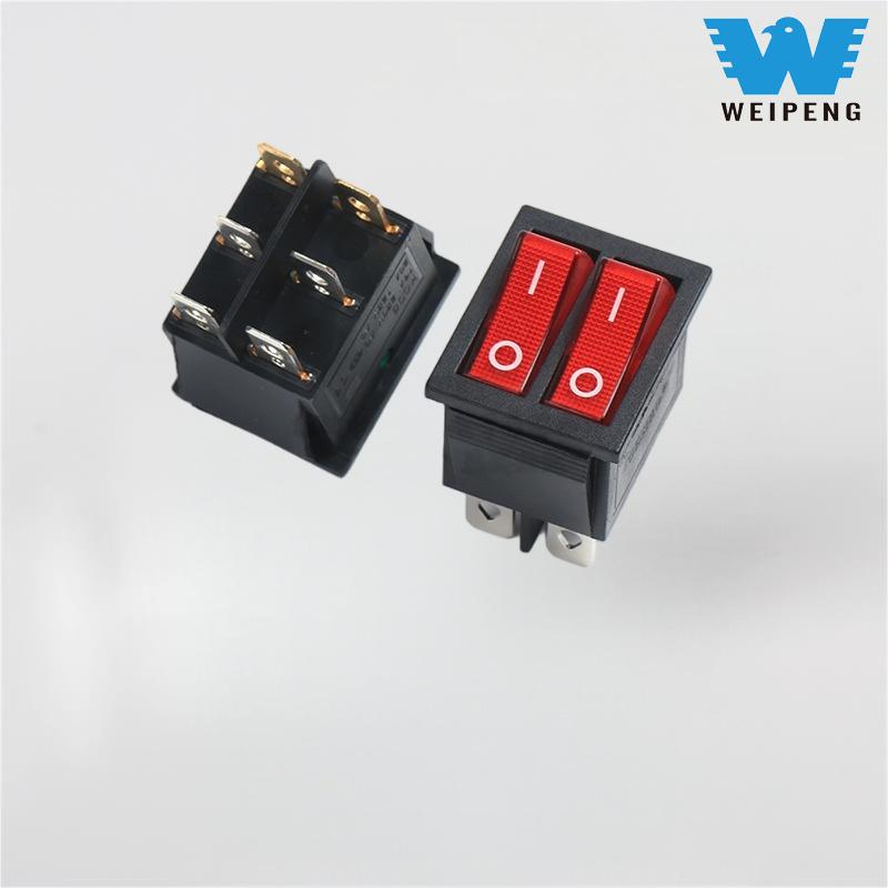 Công tắc Rocker đôi màu đỏ KCD4 có đèn
