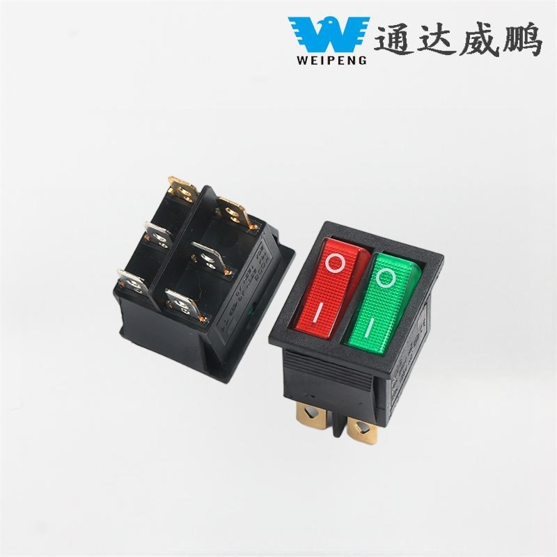 Kcd4 Double Rocker Boat Switch 6 chân có đèn đỏ và xanh