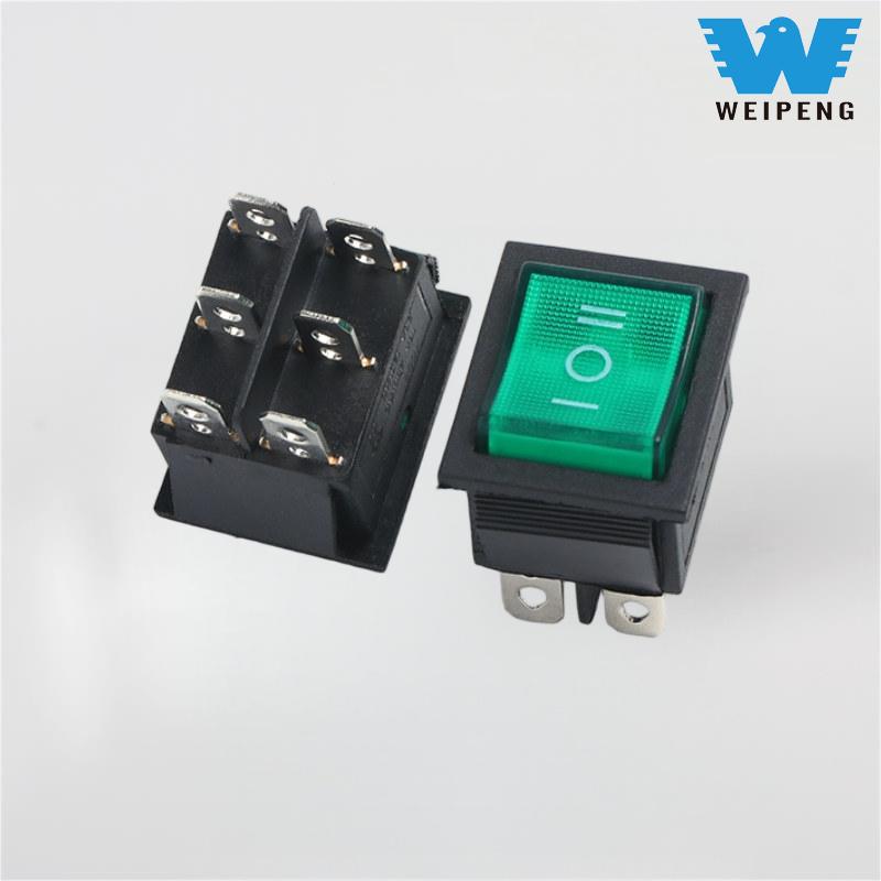 KCD4 Công tắc Rocker 3 vị trí 6 chân 16A có đèn xanh