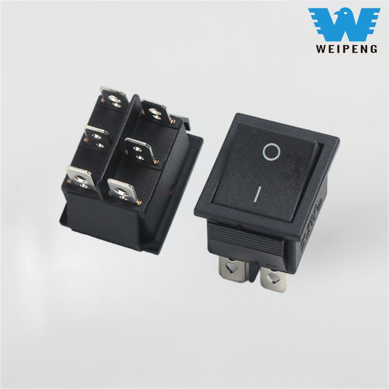 Công tắc nút nguồn Rocker 2 bánh 6 chân 16A Kcd4