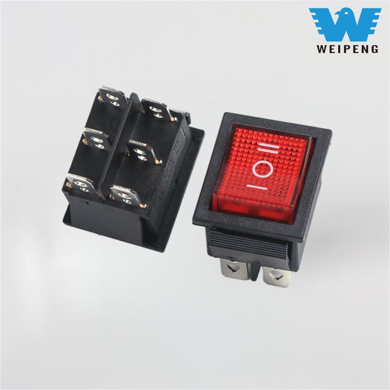 Máy lọc nước Kcd4 Công tắc Rocker dòng điện cao 3 vị trí 6 chân 16A