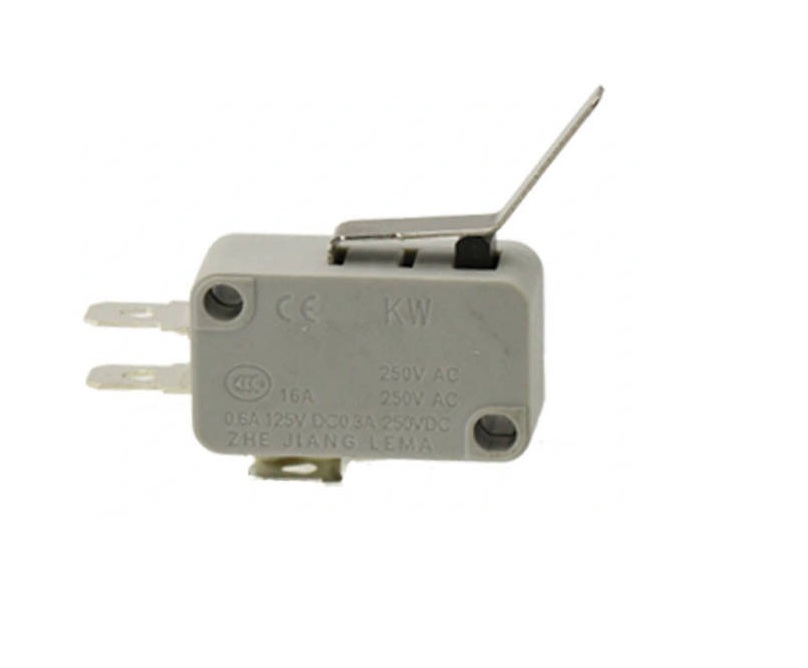 Cần gạt uốn cong hướng lên trên dài màu xám của Micro Switch