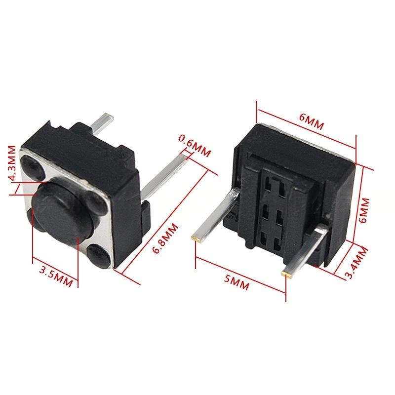 Công tắc nút nhấn dọc hai chân 6 * 6 * 4.3 / 5/7/9 Micro