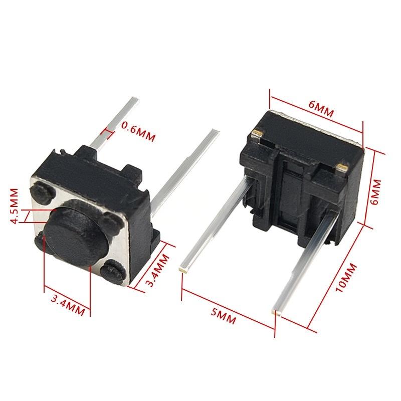Công tắc nút nhấn dọc hai chân 6 * 6 * 4.5 Micro xúc giác