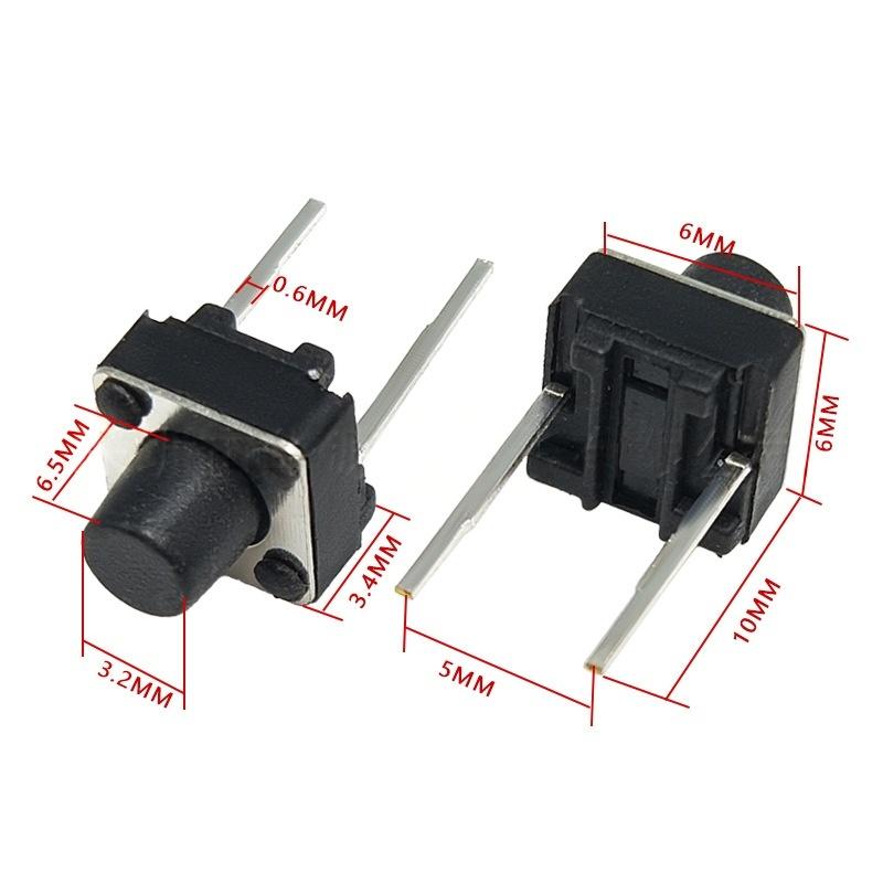 Công tắc nút nhấn xúc giác dọc hai chân 6 * 6 * 6.5 Micro-Motion