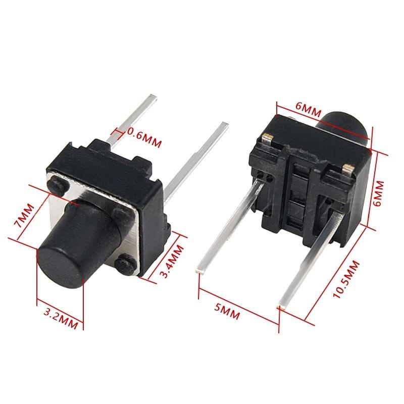 Công tắc nút nhấn xúc giác dọc hai chân 6 * 6 * 7 Micro-Motion