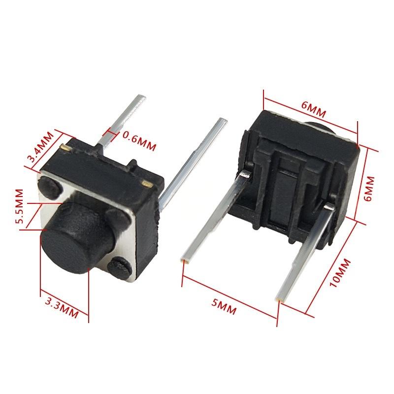 Công tắc nút nhấn xúc giác dọc chuyển động siêu nhỏ 6 * 6 * 5.5 hai đầu cuối